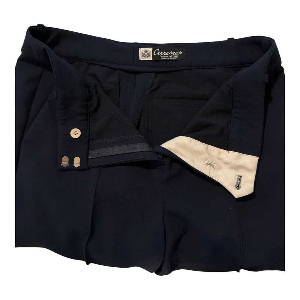 J crew Natalia flare business work pant high waist pleat professional navy blue